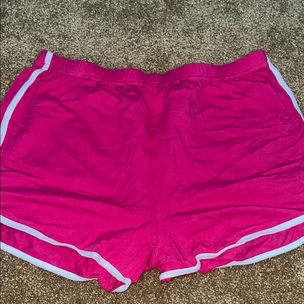 Amazon Pink Athletic Shorts with White Trim